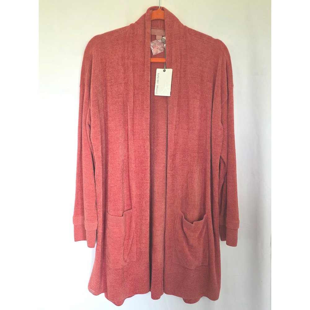Barefoot Dreams CozyChic Ultra Lite Ribbed Cardigan NEW Longline Pink Coral L/XL
